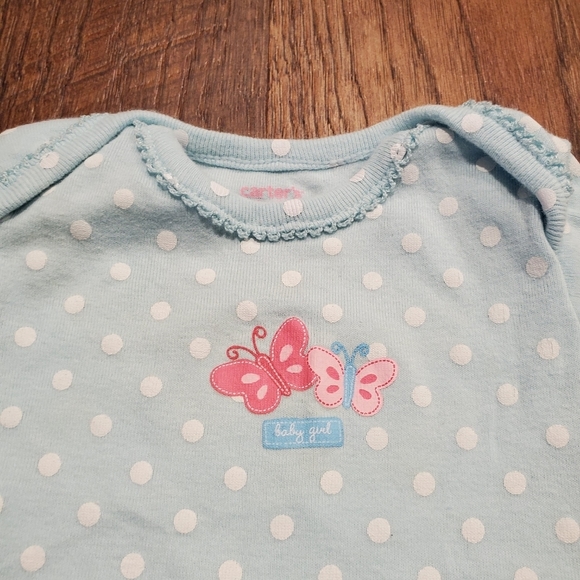 Carters 4 Baby Girl Cotton Bodysuit Polka Dot White Blue Purple Yellow Casual 6M - Picture 3 of 11